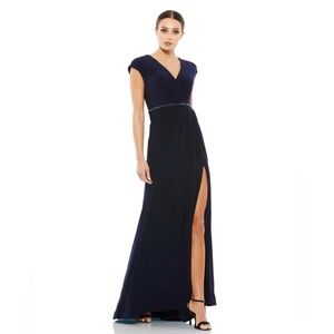 Mac Duggal 67850 NWT FAUX WRAP V-NECK CAP SLEEVE GOWN